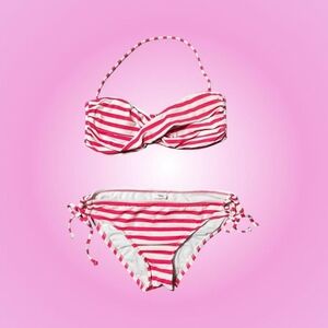 Mossimo Women's Hot Pink and White Striped Bikini Set